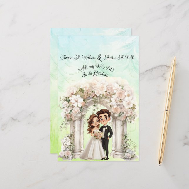Lámina Ficha de papel de Boda caprichoso y groom (Anverso/Reverso In Situ)