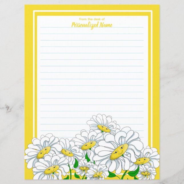 Lámina Ficha de papel de Happy Daisies Yellow-White (Anverso)