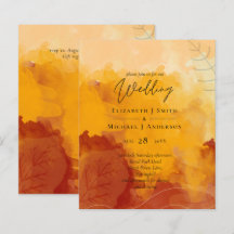 Fiery Naranja Watercolor Abstract Sunset Boda