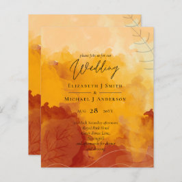 Lámina Fiery Naranja Watercolor Abstract Sunset Boda