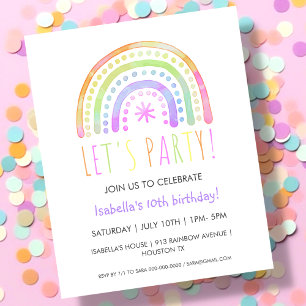 Lámina Fiesta arcoiris   Invitación al presupuesto por cu
