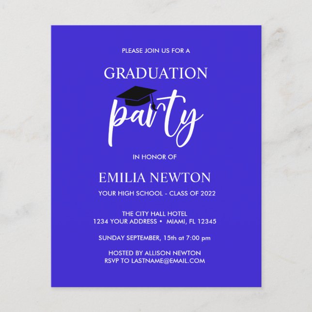 Lámina Fiesta azul real del título de graduación de Tasse (Anverso)