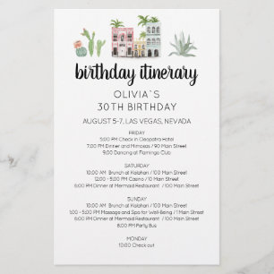Lámina Fiesta Birthday Weekend Itinerary Card