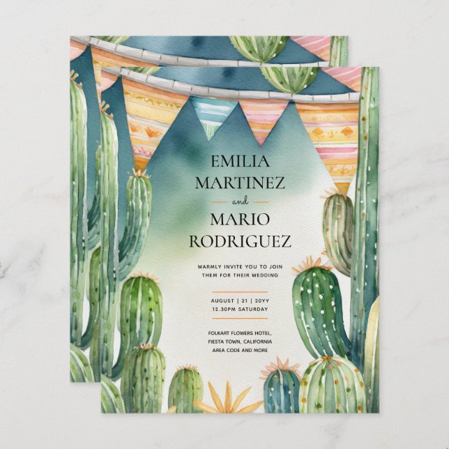 Lámina FIESTA BODA - Cacti Modern (Anverso / Reverso)