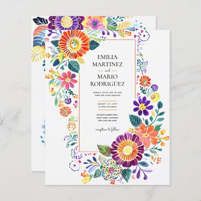 Lámina FIESTA BODA - Flores Folkart modernas (Anverso / Reverso)