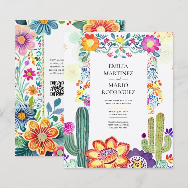Lámina FIESTA BODA - Flores Folkart modernas (Anverso / Reverso)