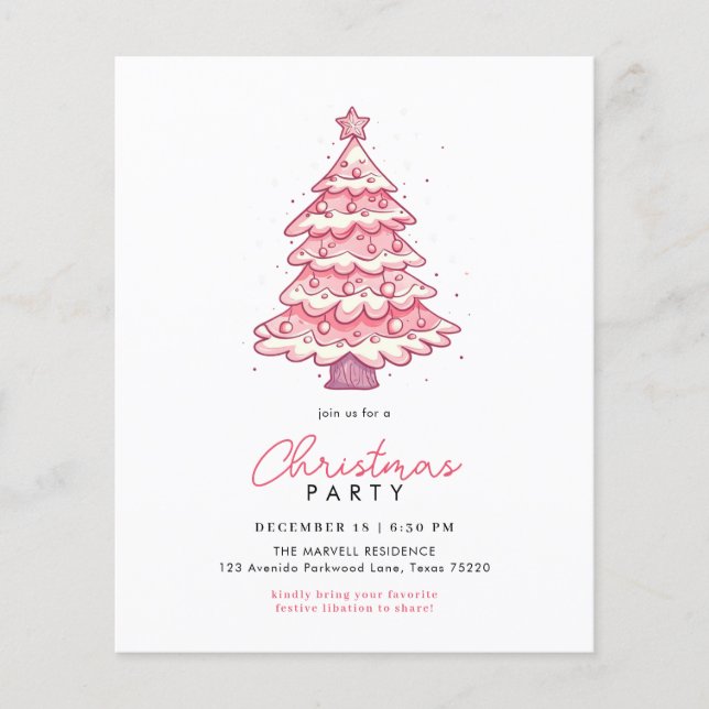 Lámina Fiesta de árbol de navidad rosado moderno y festiv (Anverso)