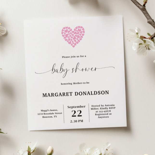 Lámina Fiesta de Baby Shower Presupuesto Gentle Pink Hear (Subido por el creador)