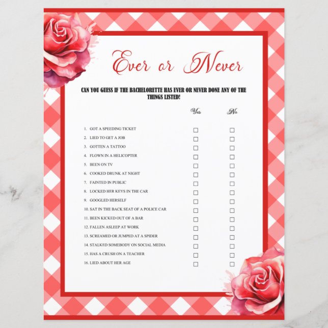 Lámina Fiesta de bachillerato rosa o nunca juego (Anverso)