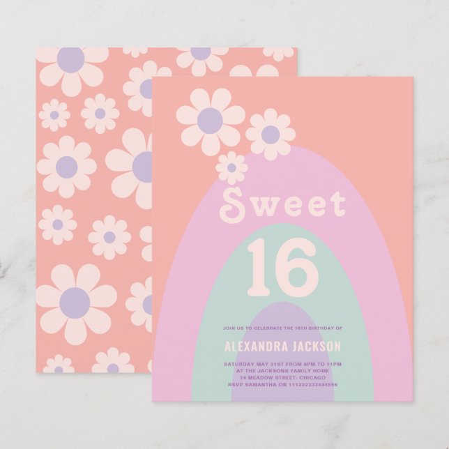 Lámina Fiesta de cumpleaños 16 de Retro (Anverso / Reverso)