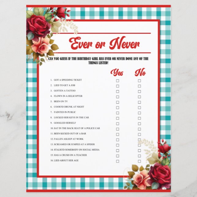 Lámina Fiesta de cumpleaños azul clásico nunca o nunca ju (Anverso)