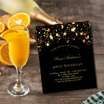 Lámina Fiesta de cumpleaños con estrellas de oro negro<br><div class="desc">Una invitación de cumpleaños 40 (o de cualquier edad) para él y ella. Un fondo negro decorado con estrellas de oro falsas. Personalice y agregue un nombre y detalles del fiesta.</div>