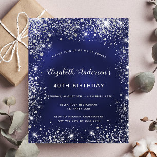 Lámina Fiesta de cumpleaños con invitación azul marino