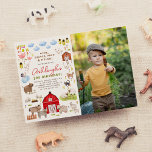 Lámina Fiesta de cumpleaños de la foto de Bash para anima<br><div class="desc">¡Celebra el gran día de tu pequeño granjero con esta invitación de cumpleaños! La parte izquierda de esta invitación al presupuesto para fiestas de cumpleaños incluye un marco lleno de encantadores ilustraciones de animales de granja. Hay dos cerditos, una familia de patos, vacas, conejos conejitos, un caballo y un burro,...</div>