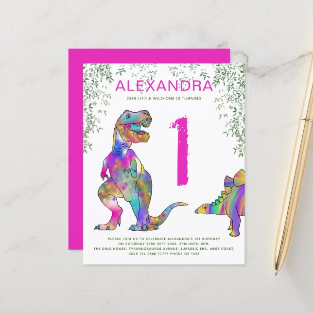 Lámina Fiesta de Cumpleaños número 1 de T Rex (Anverso/Reverso In Situ)