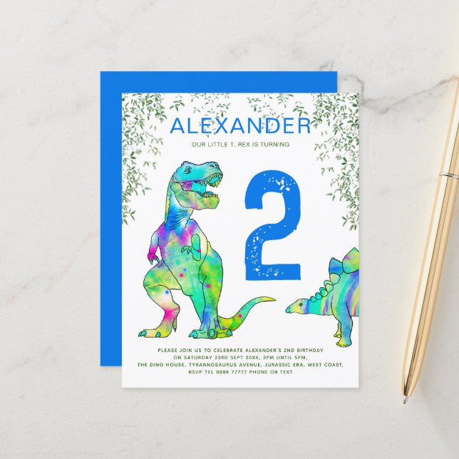 Lámina Fiesta de cumpleaños número 2 de Dinosaurio selva  (Anverso/Reverso In Situ)