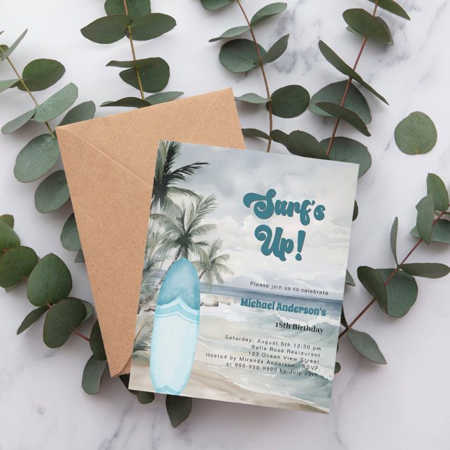 Lámina Fiesta de cumpleaños retro de Surf's Up Beach Surf (Subido por el creador)