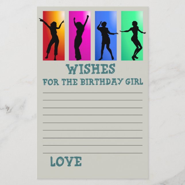 Lámina Fiesta de danza desea un chica de cumpleaños (Anverso)