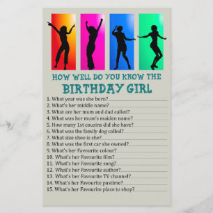 Lámina Fiesta de danza ¿Qué tan bien conoces al chica de 