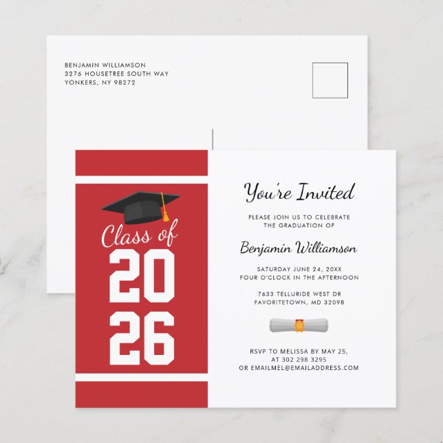 Lámina Fiesta de Graduación 2026 Invitación Moderna Simpl (Anverso / Reverso)
