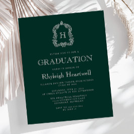 Lámina Fiesta de Graduación con Monograma Cresta Verde Os