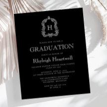 Fiesta de Graduación de Cresta de Monograma Negro