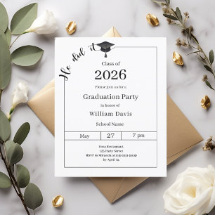 Lámina Fiesta de graduación negro blanco Lo hizo invitaci