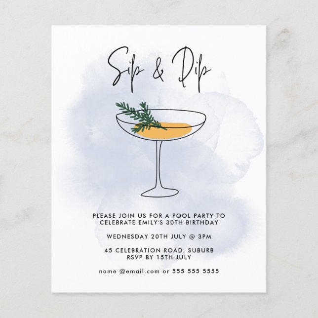 Lámina Fiesta de grupos de cócteles para sorbos y bebidas (Anverso)