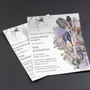 Lámina Fiesta de Halloween Serpiente Floral Acuarela 