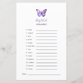 Lámina Fiesta de juego de Word Scramble de Baby Shower pa