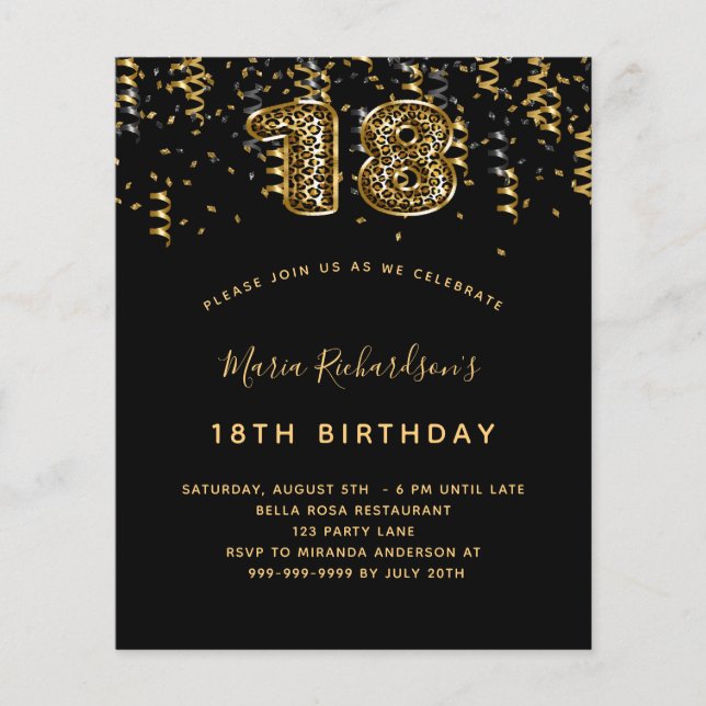 Lámina Fiesta de leopardo de oro negro de 18 años de pres (Anverso)