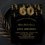 Lámina Fiesta de leopardo de oro negro de 60 años de pres<br><div class="desc">Una invitación moderna, elegante y glamurosa para una fiesta de cumpleaños número 60. Un fondo negro, decorado con confeti. El nombre está escrito con una escritura de estilo con letras a mano moderna. Personalice y agregue los detalles de su fiesta. El número 60 está escrito con un tipo de letra...</div>