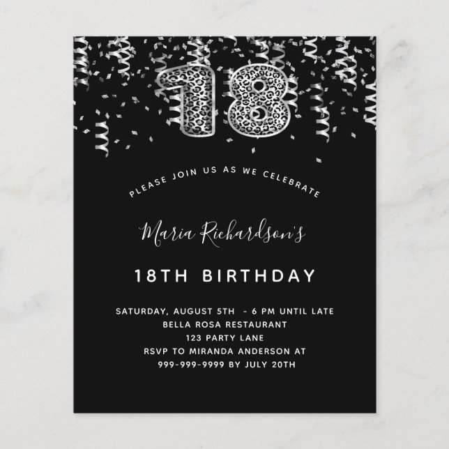 Lámina Fiesta de leopardo de plata negra de 18 años de pr (Anverso)