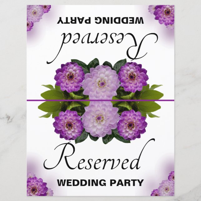 Lámina Fiesta de matrimonio reservada plegable morado flo (Anverso)