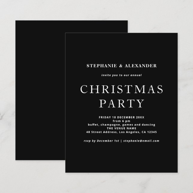 Lámina Fiesta de Navidades blancos simples de presupuesto (Anverso / Reverso)