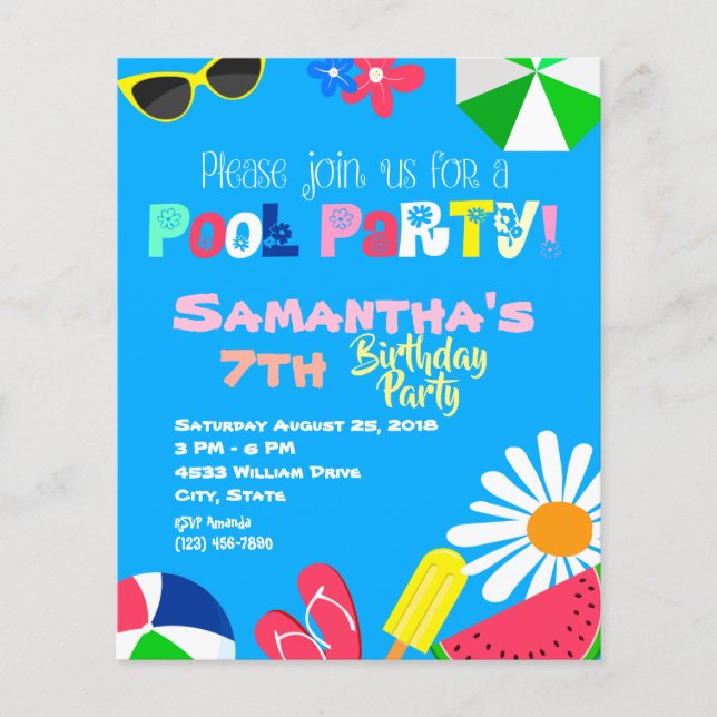 Lámina Fiesta de piscina de verano de presupuesto (Anverso)