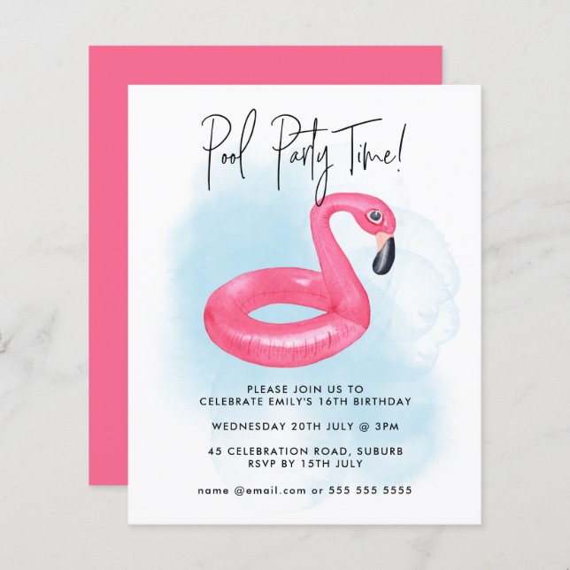 Lámina Fiesta de piscina de verano Flamingo rosa (Anverso / Reverso)