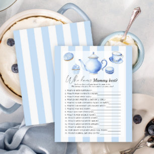 Lámina Fiesta de té azul - Quién conoce a mamá mejor jueg
