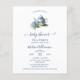 Lámina Fiesta de té Baby Shower Hydrangea Blue Budget