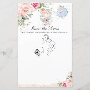 Lámina Fiesta de té con flores rosadas adivina juego de n