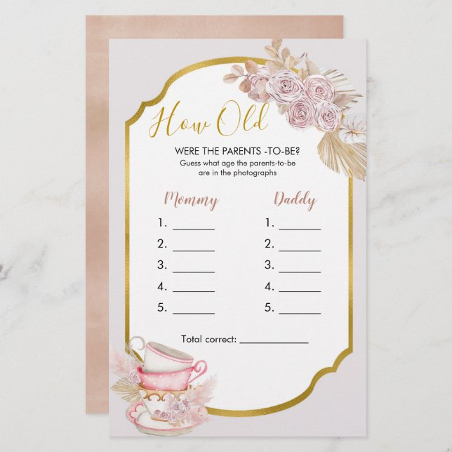 Lámina Fiesta de té de época Qué edad tenían los juegos d (Anverso / Reverso)