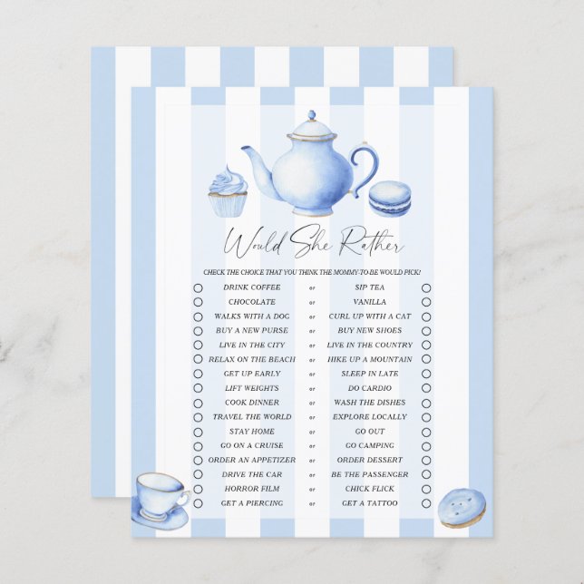 Lámina Fiesta de té ducha bebé preferiría jugar (Anverso / Reverso)