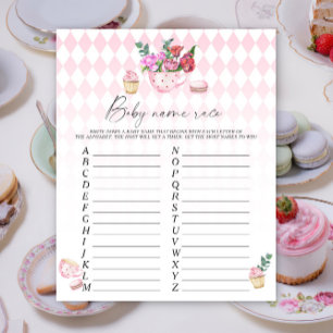 Lámina Fiesta de té floral - Juego de carreras de nombre