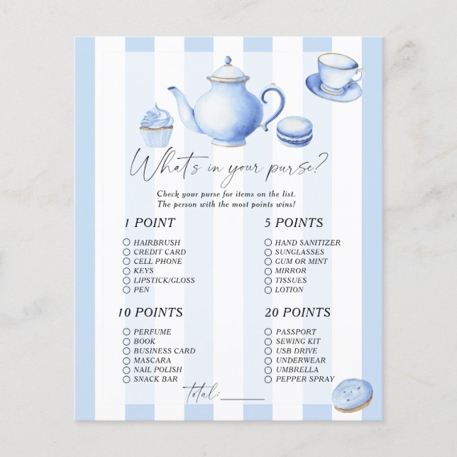 Lámina Fiesta de té - ¿Qué hay en tu bolso? (Anverso)