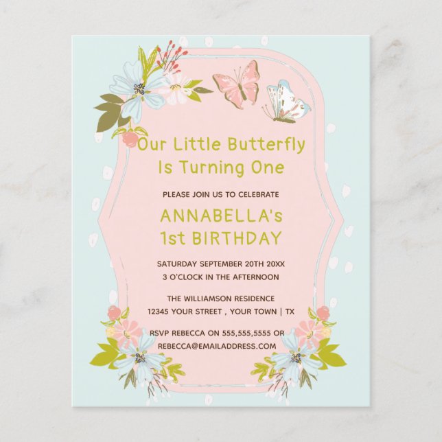 Lámina Fiesta del primer cumpleaños de la mariposa del Bo (Anverso)