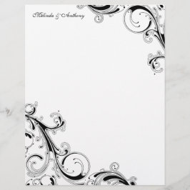 Lámina Filigree Swirls White w/Black 8.5 x 11 Paper