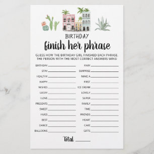 Lámina Fin de cumpleaños de su frase juego de fiesta de c