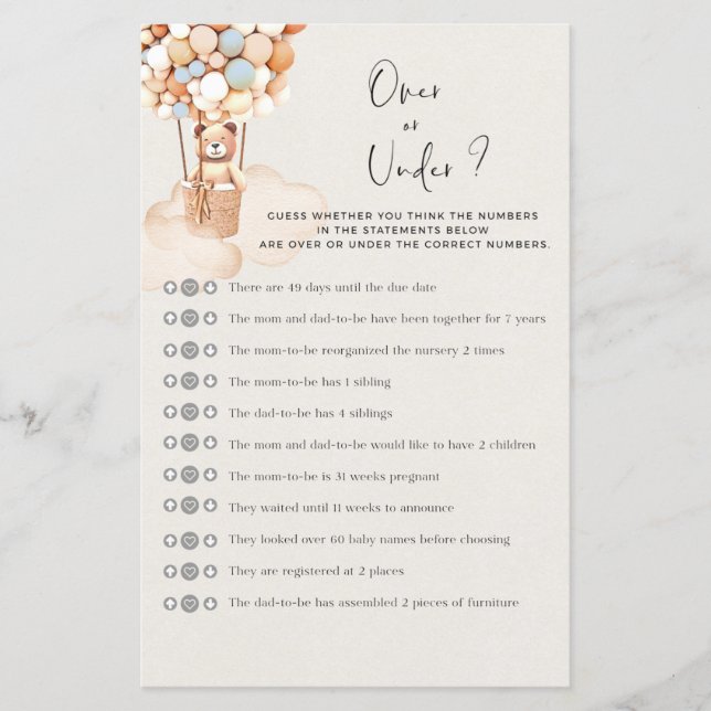 Lámina Fin O Debajo Del Juego De Baby Shower (Anverso)