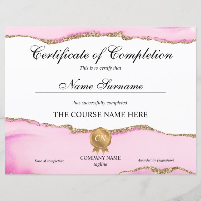 Lámina Finalización del curso de entrega de certificados  (Anverso)