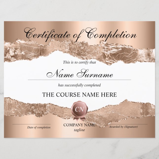 Lámina Finalización del curso de entrega de certificados  (Anverso)